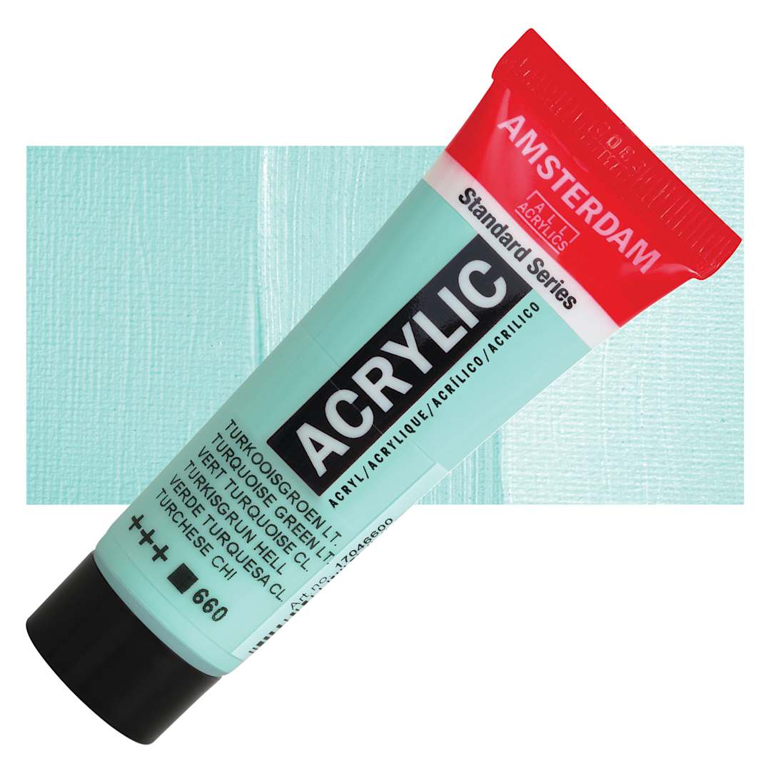 Open in modal - Amsterdam Standard Series Acrylic - Turquoise Green Light, 20 ml Tube and swatch