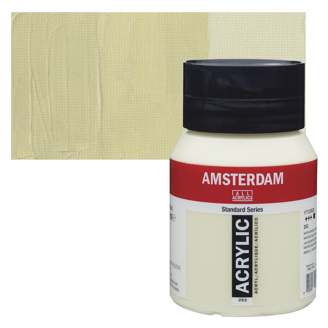 Open in modal - Amsterdam Standard Series Acrylic - Naples Yellow Green, 500 ml bottle and swatch