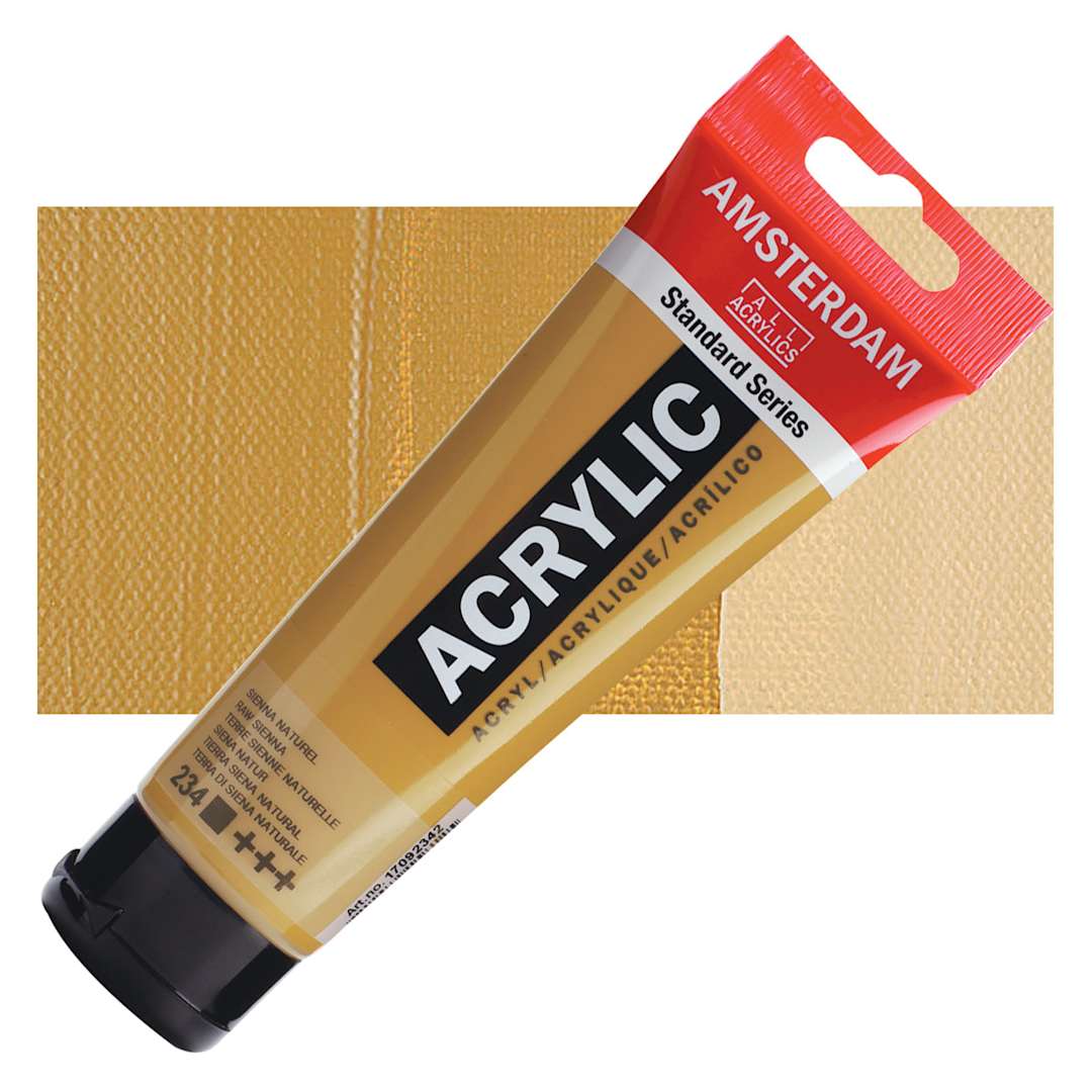Open in modal - Amsterdam Standard Series Acrylic Paint - Raw Sienna, 120 ml Tube and swatch