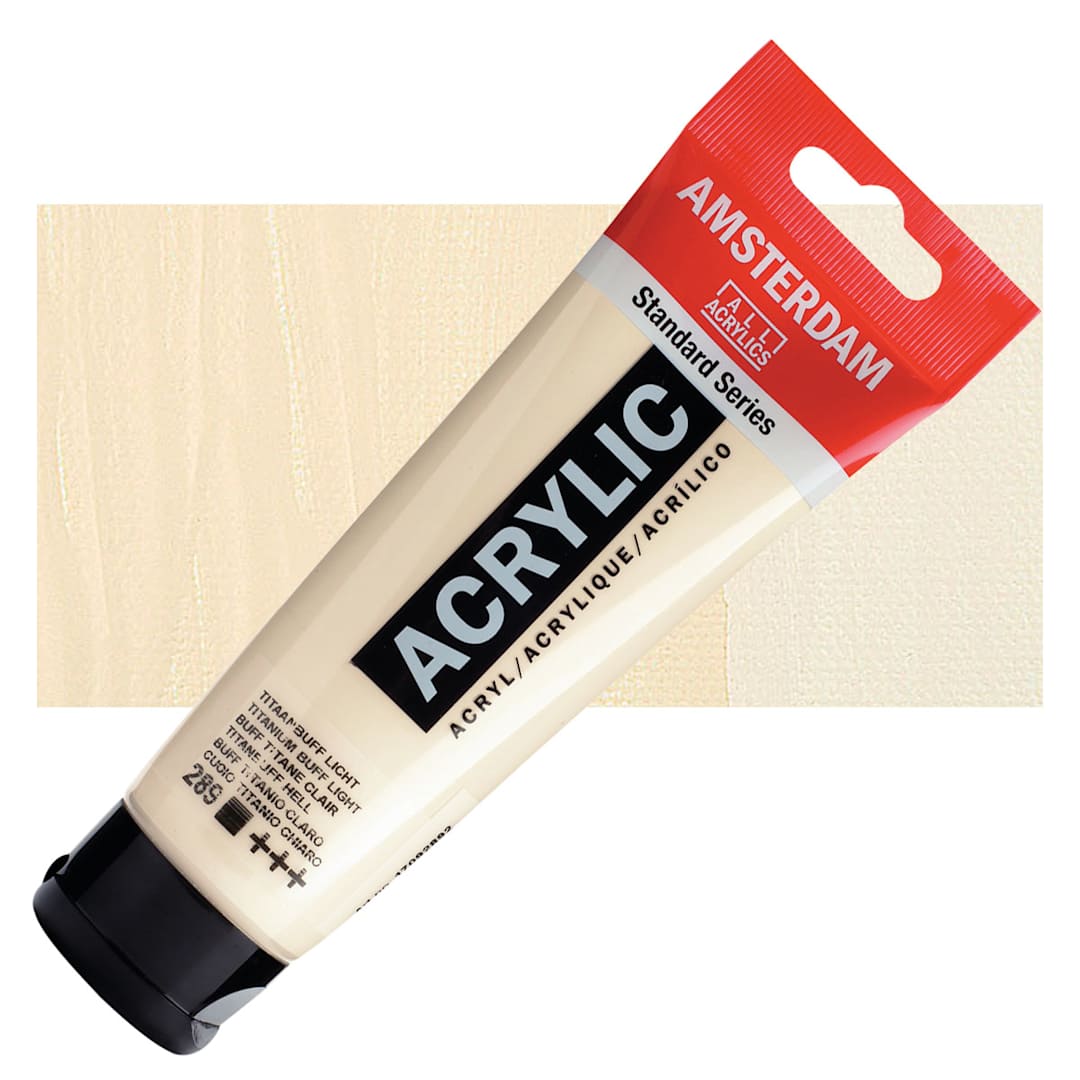 Open in modal - Amsterdam Standard Series Acrylic Paint - Titanium Buff Light, 120 ml Tube and swatch