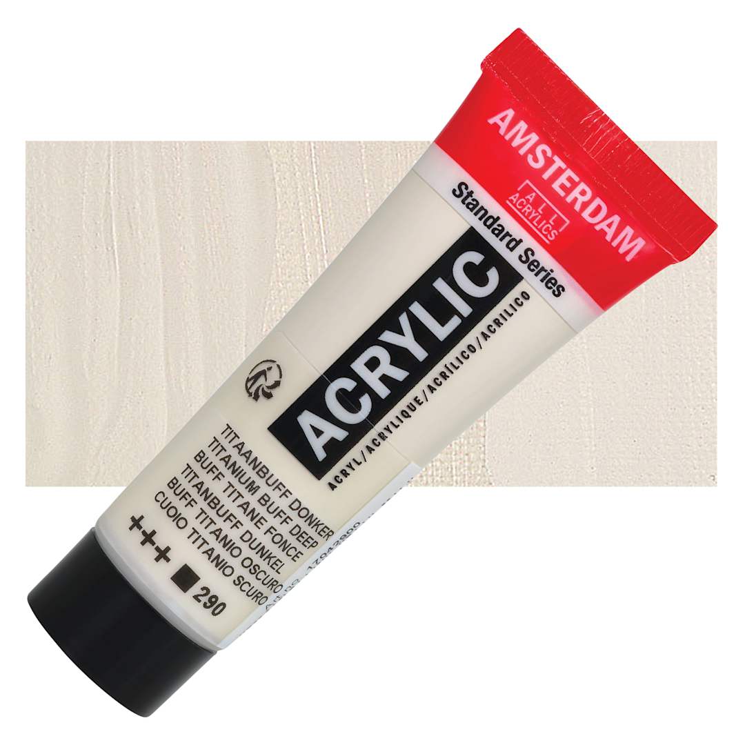 Open in modal - Amsterdam Standard Series Acrylic - Titanium Buff Deep, 20 ml Tube and swatch