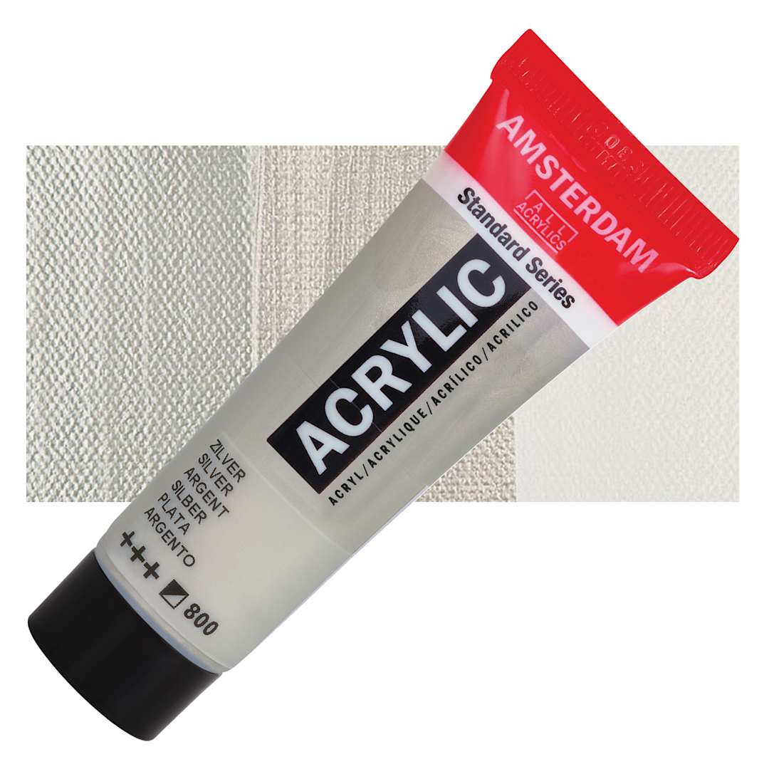 Open in modal - Amsterdam Standard Series Acrylic - Metallic Silver, 20 ml Tube and swatch