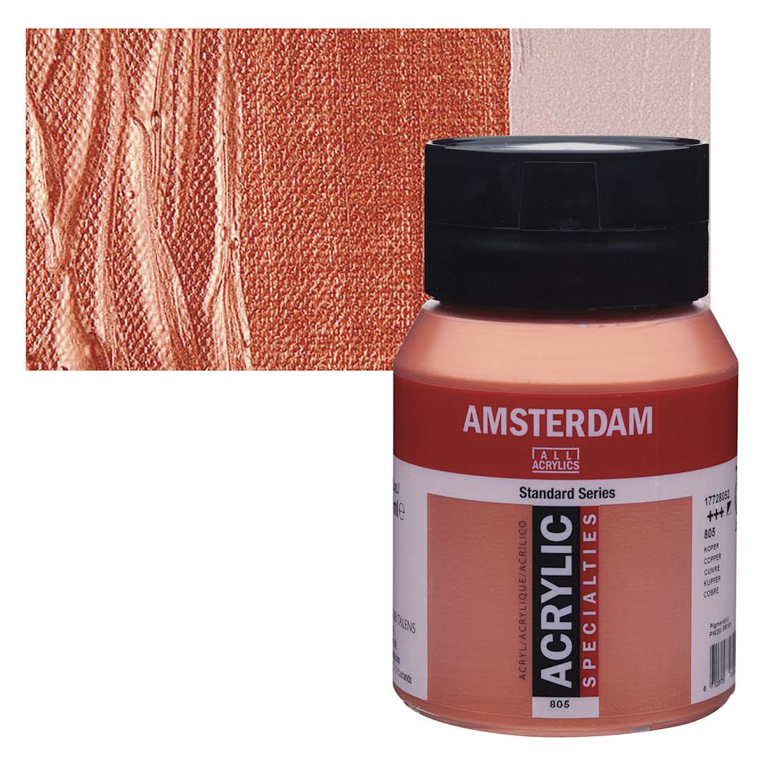 Open in modal - Amsterdam Standard Series Acrylic - Metallic Copper, 500 ml bottle and swatch