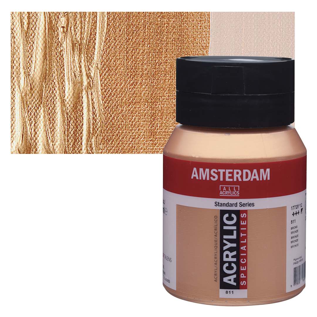 Open in modal - Amsterdam Standard Series Acrylic - Metallic Bronze, 500 ml bottle and swatch