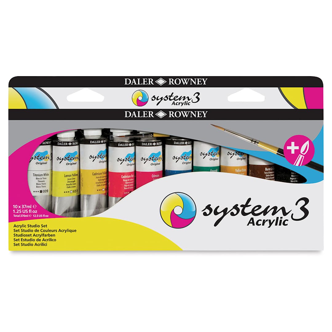 Open in modal - Daler-Rowney System3 Acrylics - Front of package of Studio Set of 10 colors