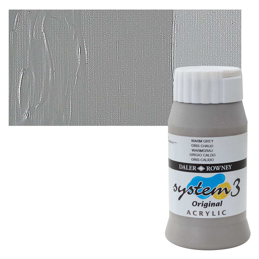 Open in modal - Daler-Rowney System3 Acrylic - Warm Grey, 500 ml bottle and swatch