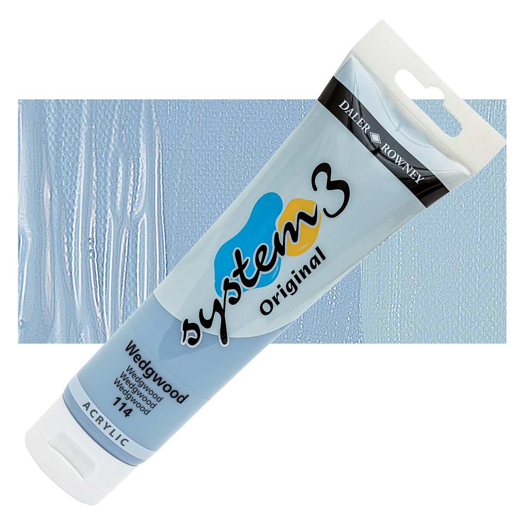Open in modal - Daler-Rowney System3 Acrylic - Wedgwood, 150 ml tube and swatch