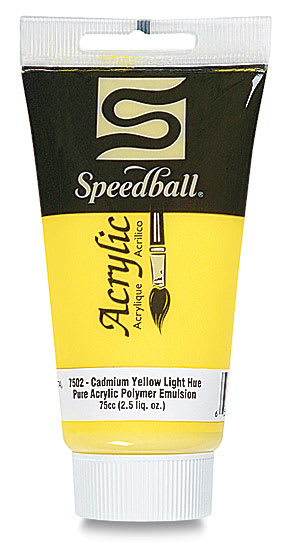 Open in modal - Speedball Acrylic Paints - 75 ml Cadmium Yellow Light tube shown upright