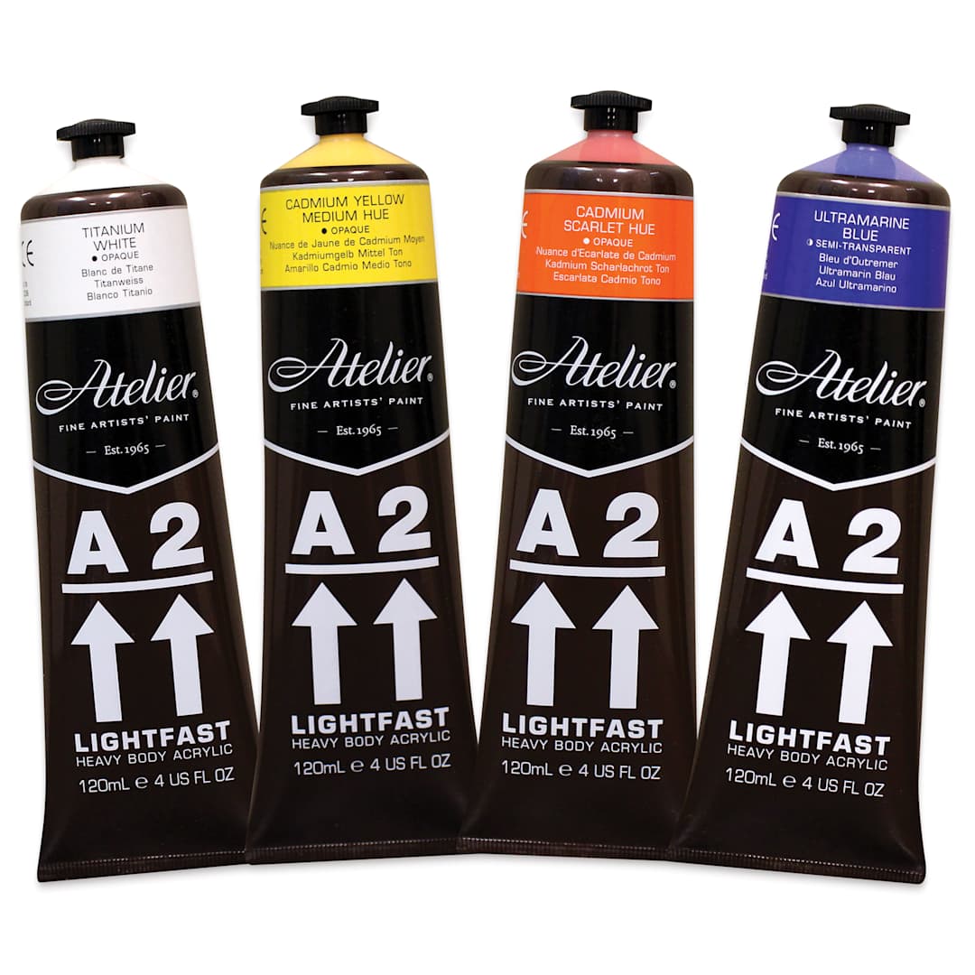 Open in modal - Chroma Atelier A2 Lightfast Heavy Body Acrylic Paint - Set of 4 colors, 120 ml tubes