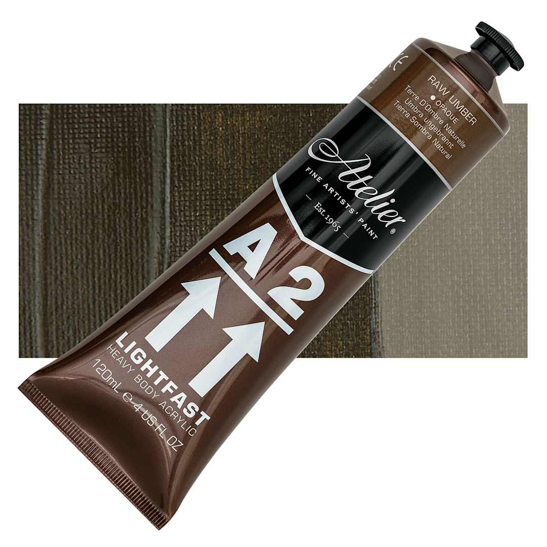 Open in modal - Chroma A2 Student Acrylic - Raw Umber, 120 ml tube and swatch