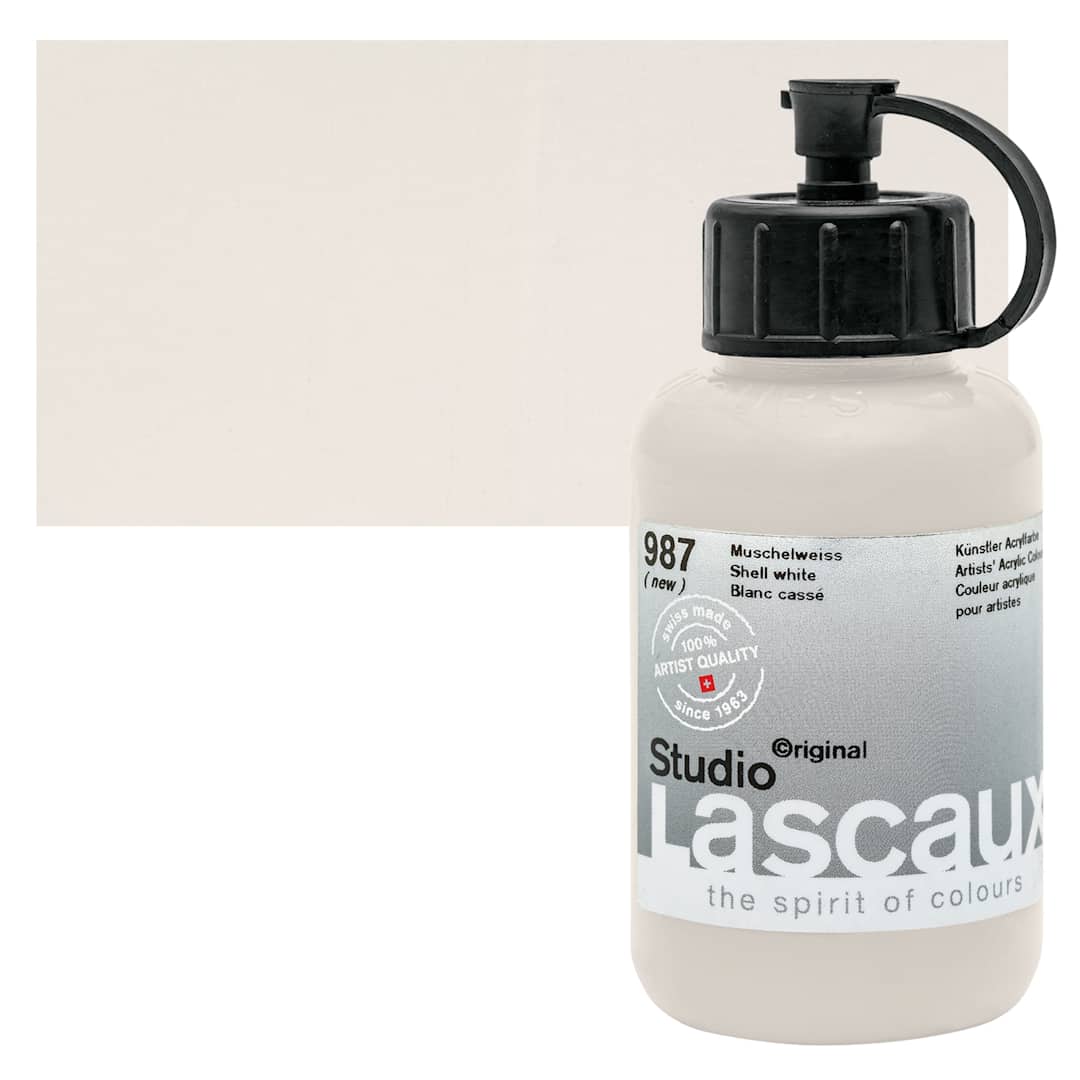 Open in modal - Lascaux Studio Acrylic - Shell White, 85 ml bottle and swatch