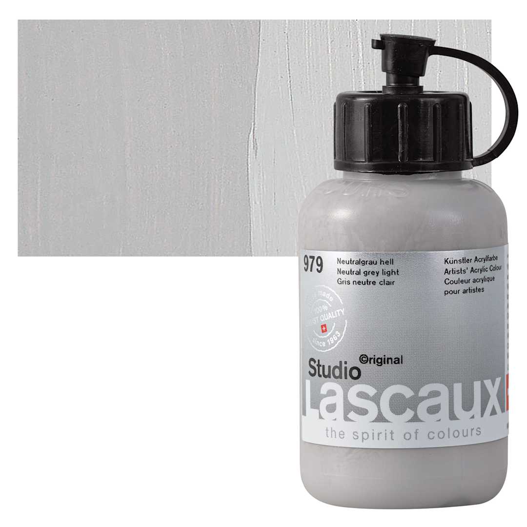 Open in modal - Lascaux Studio Acrylic - Neutral Gray Light, 85 ml bottle and swatch