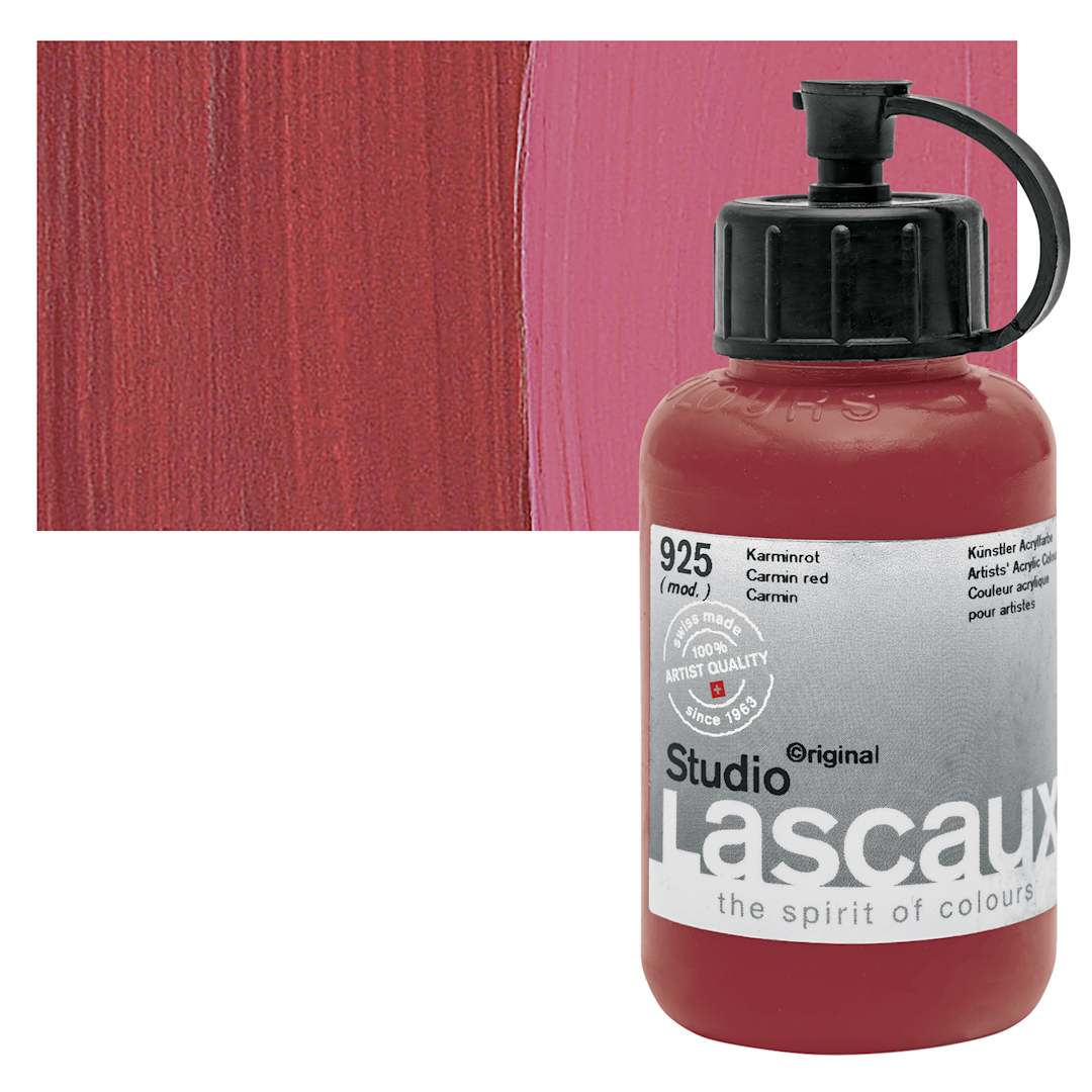 Open in modal - Lascaux Studio Acrylic - Carmine Red, 85 ml bottle and swatch