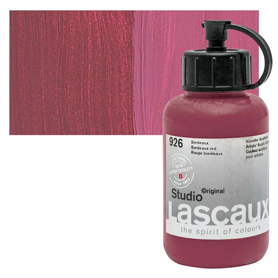 Open in modal - Lascaux Studio Acrylic - Bordeaux Red, 85 ml bottle and swatch