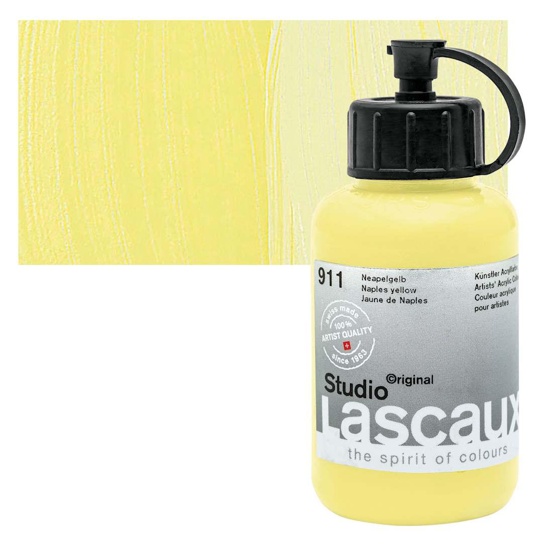 Open in modal - Lascaux Studio Acrylic - Naples Yellow, 85 ml bottle and swatch