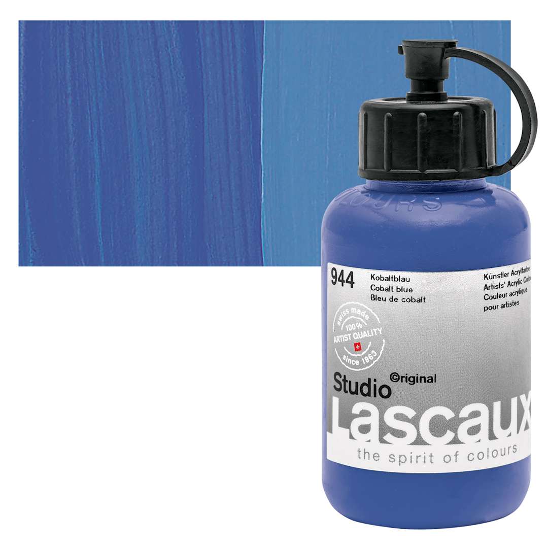 Open in modal - Lascaux Studio Acrylic - Cobalt Blue, 85 ml bottle and swatch
