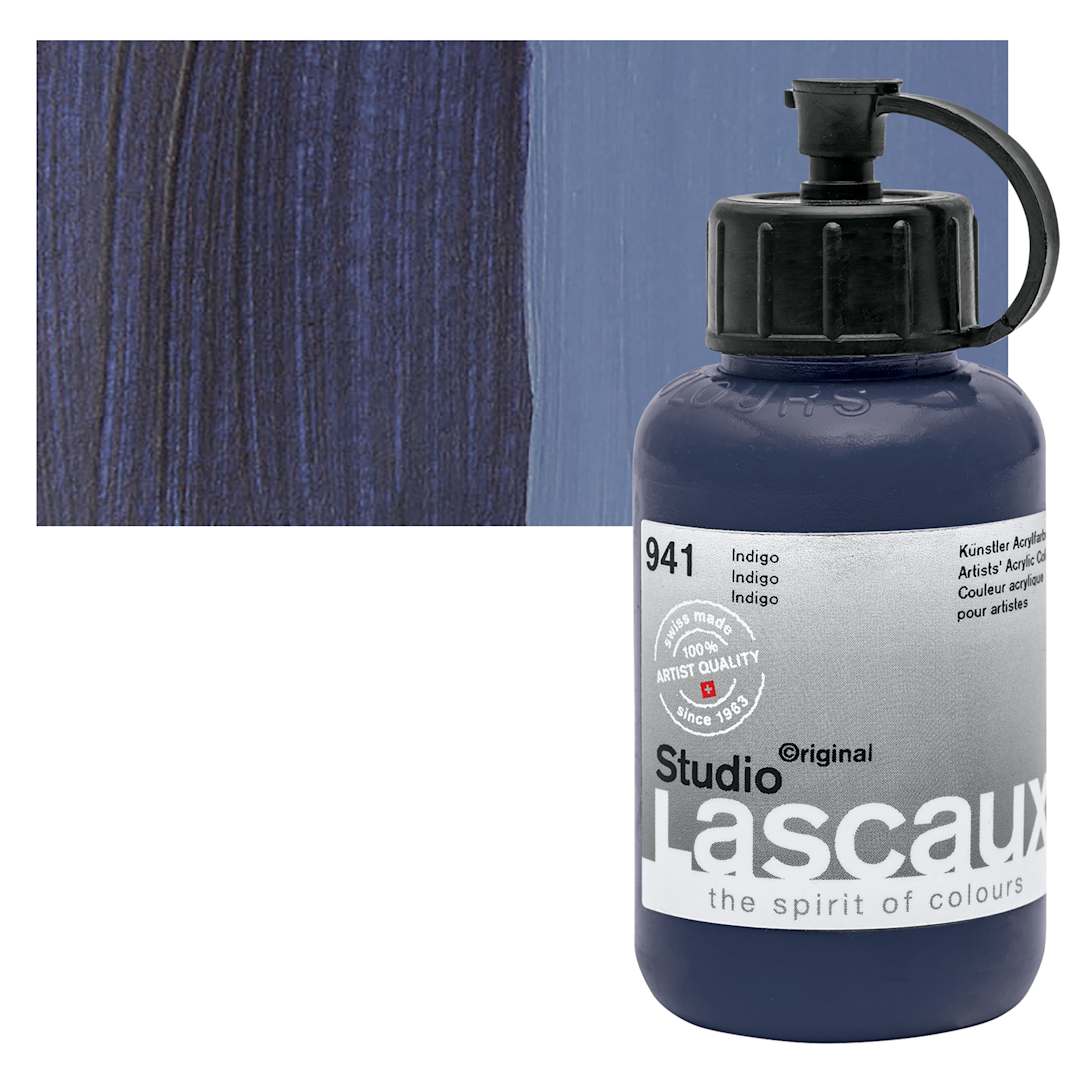 Open in modal - Lascaux Studio Acrylic - Indigo, 85 ml bottle and swatch