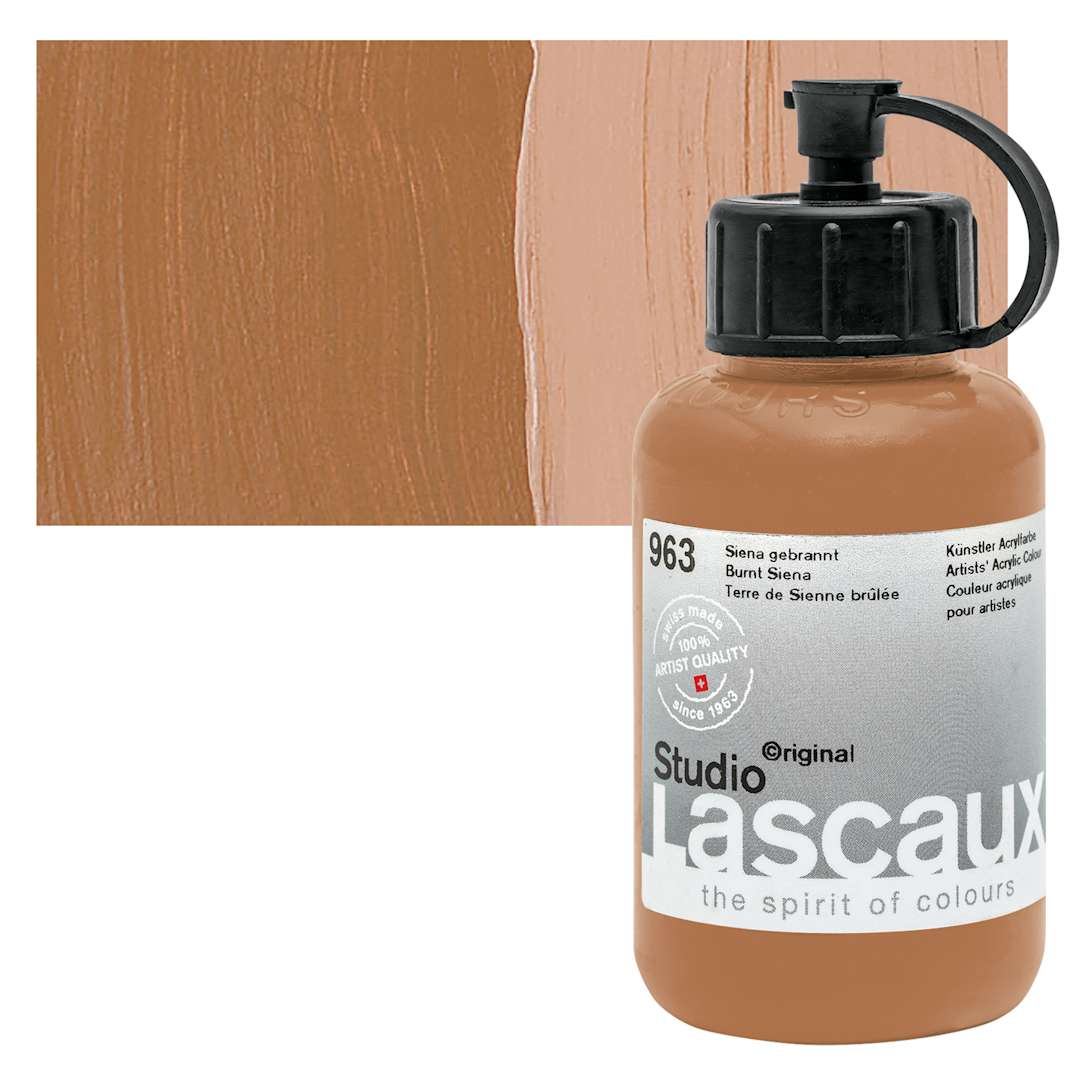 Open in modal - Lascaux Studio Acrylic - Burnt Sienna, 85 ml bottle and swatch