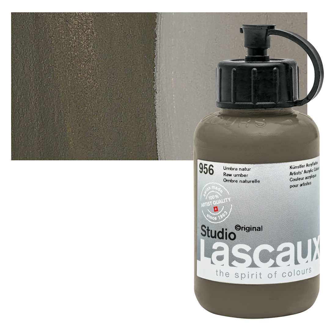 Open in modal - Lascaux Studio Acrylic - Raw Umber, 85 ml bottle and swatch