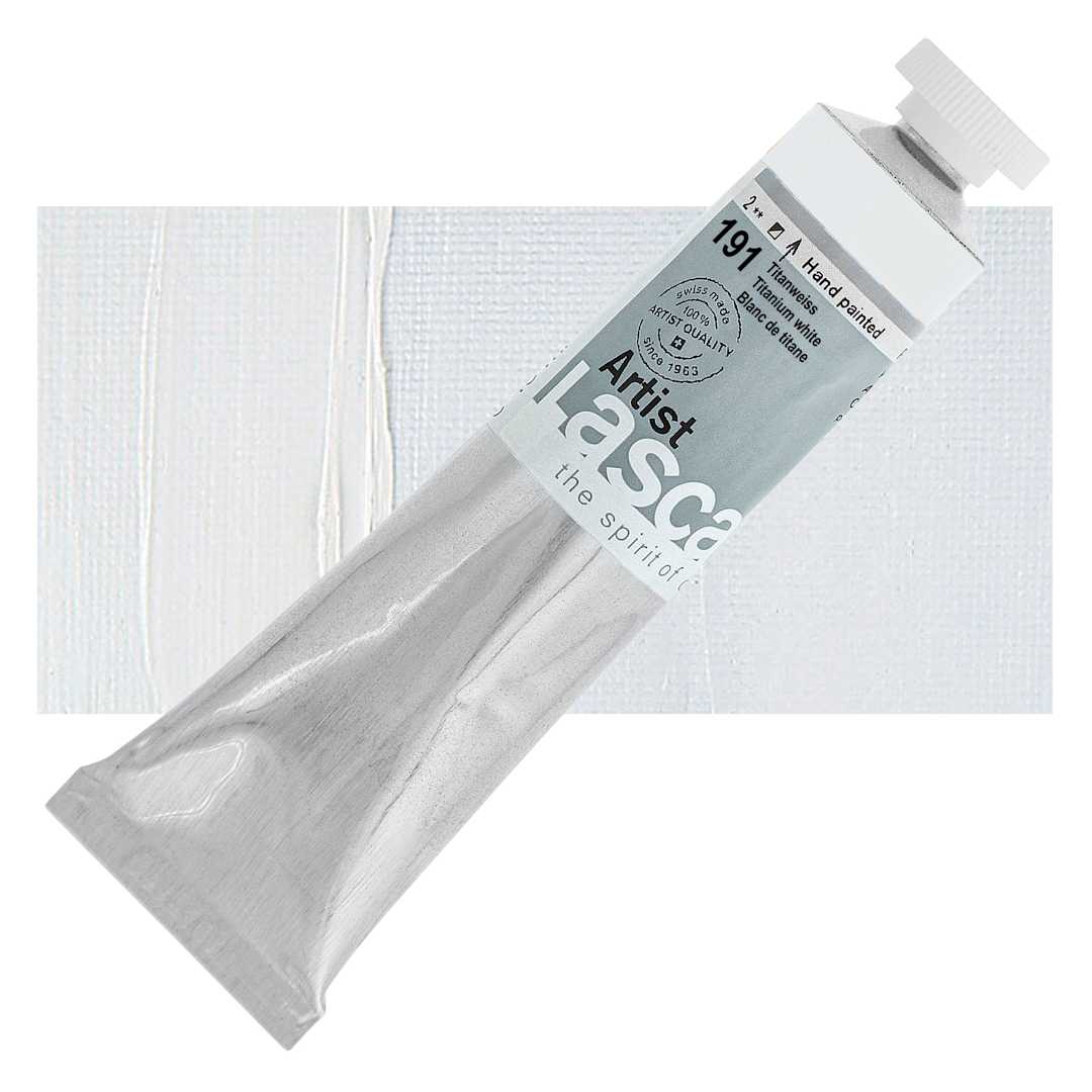 Open in modal - Lascaux Artist Acrylic - Titanium White, 45 ml tube and swatch