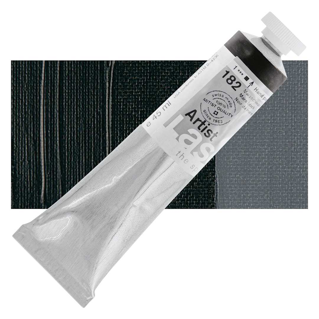 Open in modal - Lascaux Artist Acrylic - Mars Black, 45 ml tube and swatch