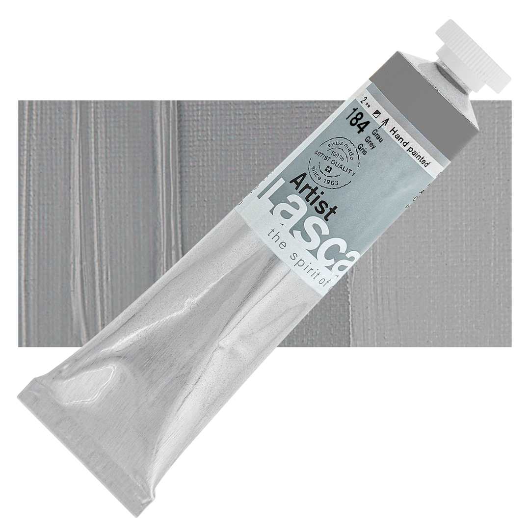 Open in modal - Lascaux Artist Acrylic - Gray, 45 ml tube and swatch