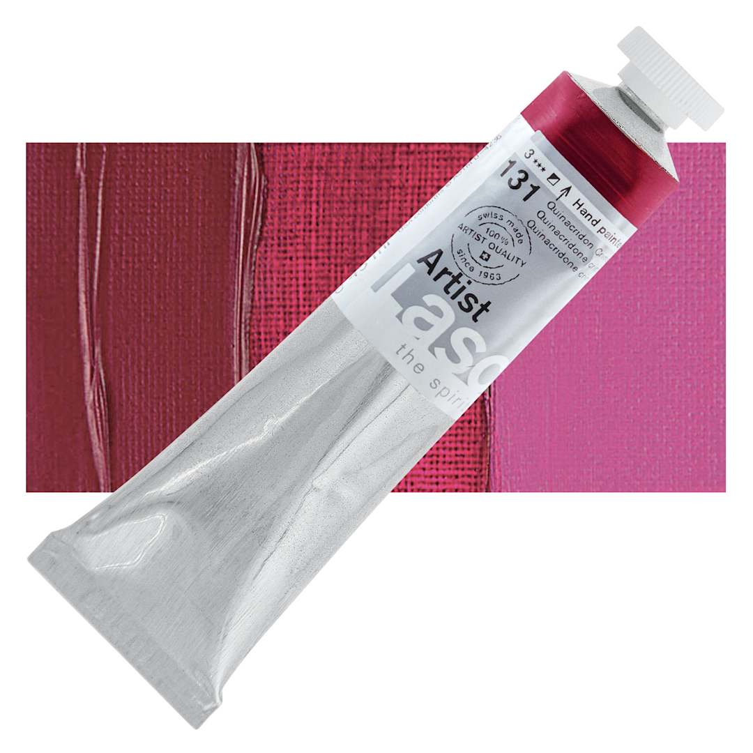 Open in modal - Lascaux Artist Acrylic - Quinacridone Crimson, 45 ml tube and swatch