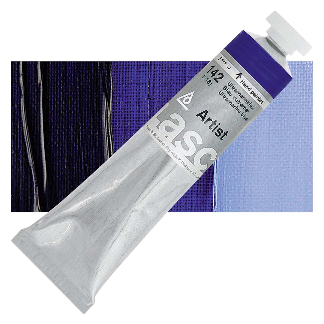 Open in modal - Lascaux Artist Acrylic - Ultramarine Blue, 45 ml tube and swatch