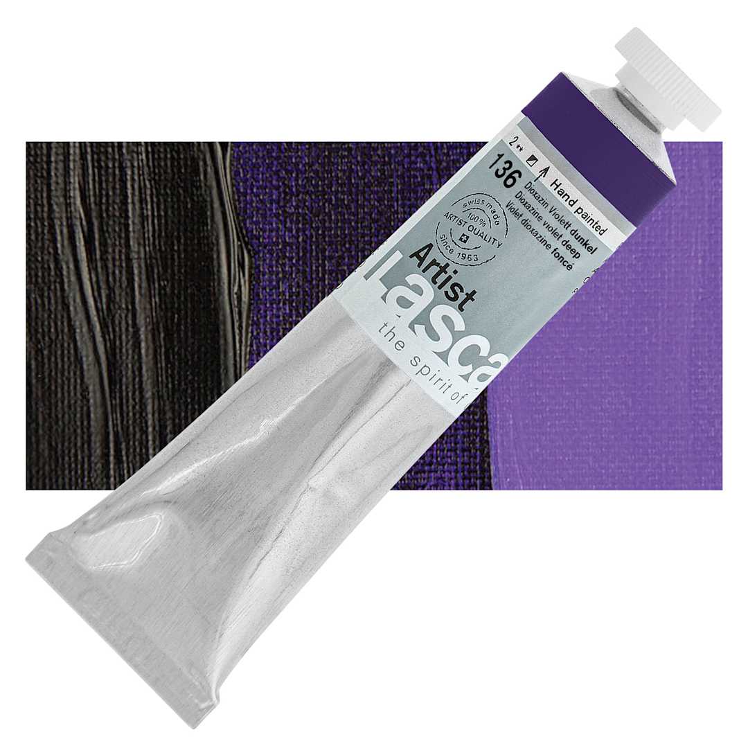 Open in modal - Lascaux Artist Acrylic - Dioxazine Violet Deep, 45 ml tube and swatch