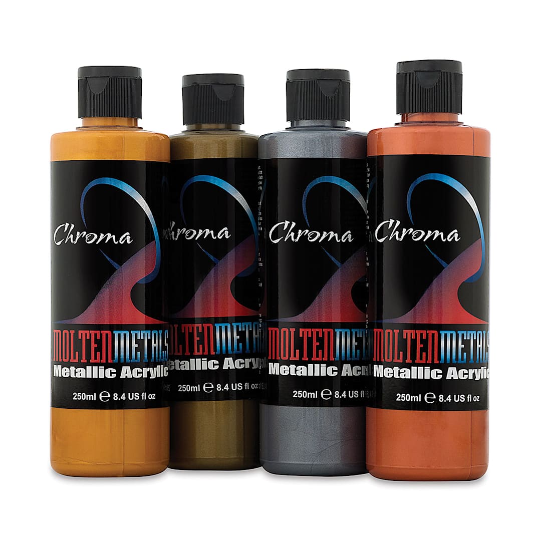 Open in modal - Chroma Molten Metals Acrylics - Set of 4, Traditional Colors