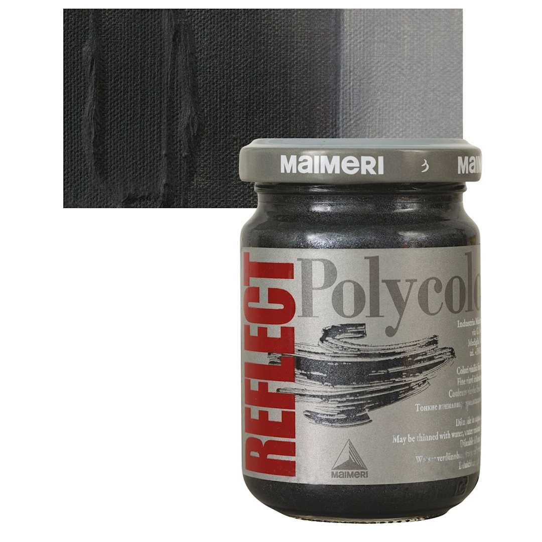 Open in modal - Maimeri Polycolor Vinyl Paint - Reflect Black, 140 ml and swatch