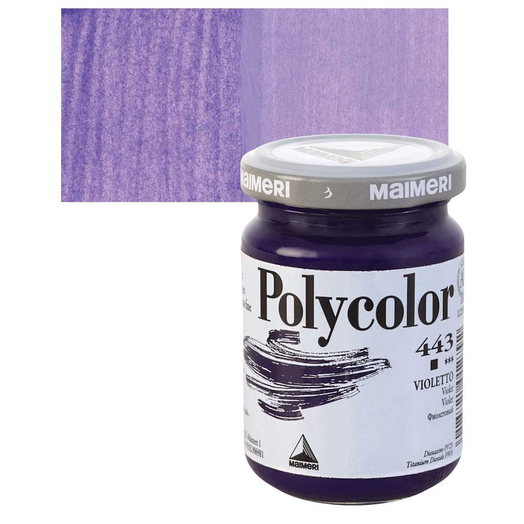 Open in modal - Maimeri Polycolor Vinyl Paint - Violet, 140 ml Jar and swatch