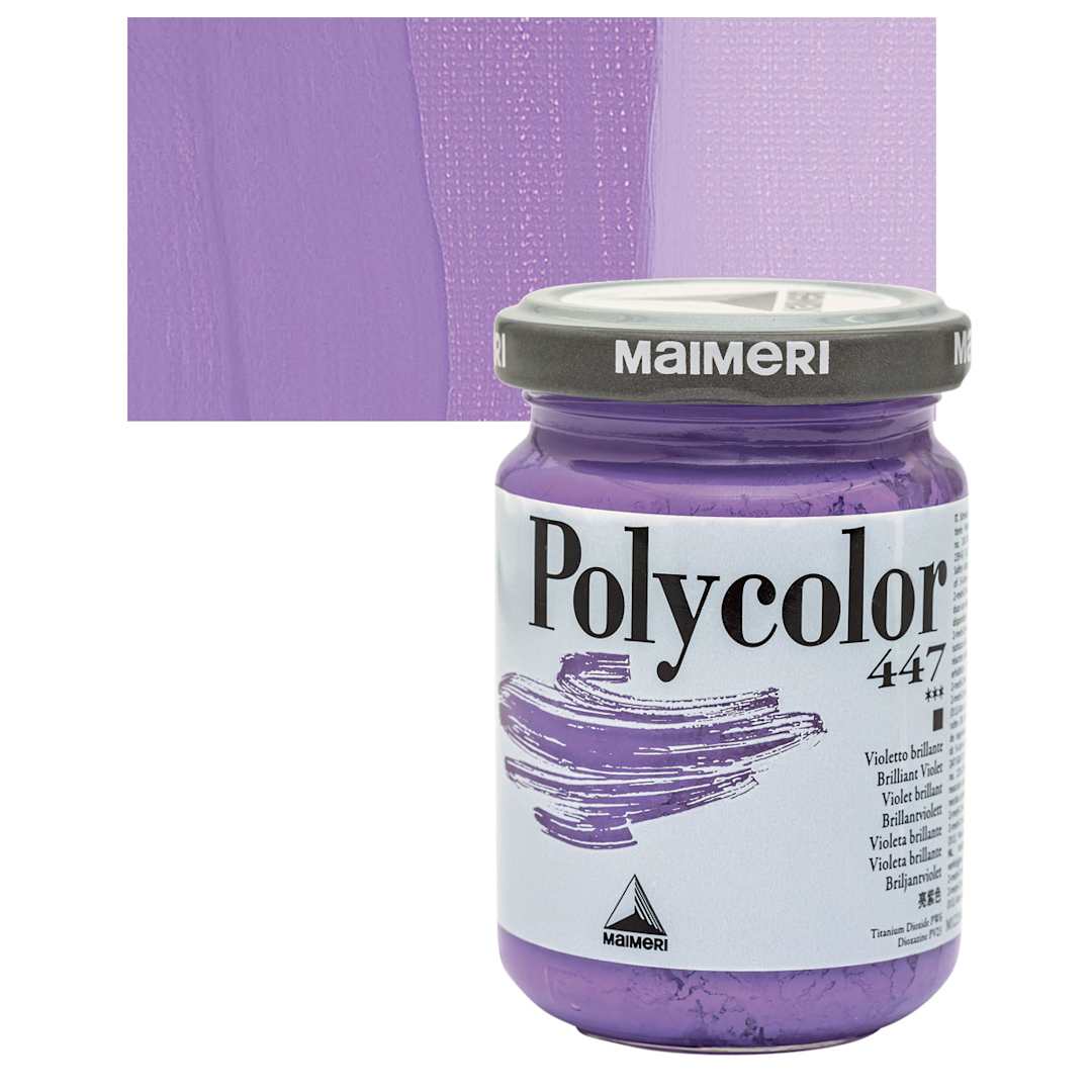 Open in modal - Maimeri Polycolor Vinyl Paint - Brilliant Violet, 140 ml jar and swatch