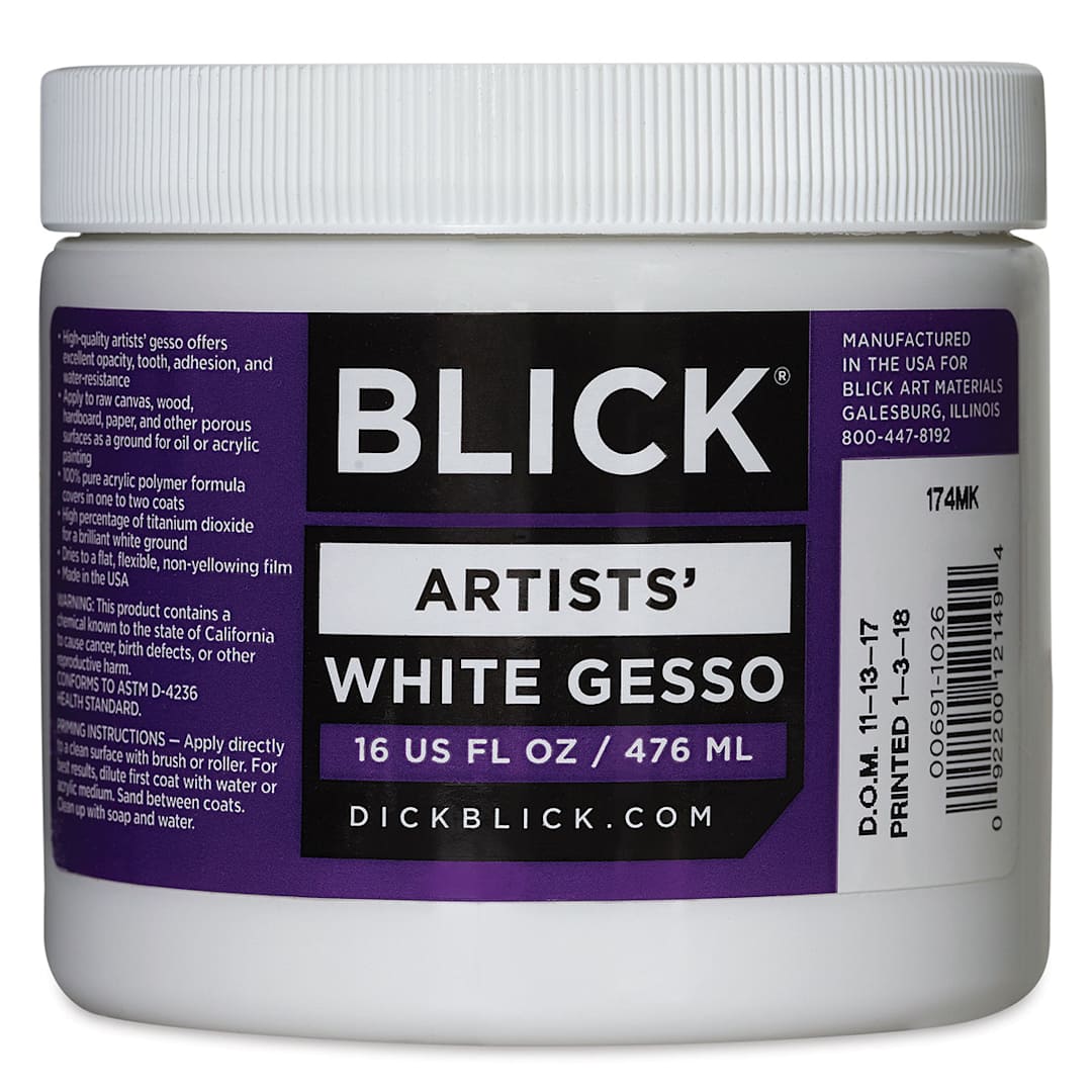 Open in modal - Blick Artists Acrylic Gesso - White, 16 oz jar