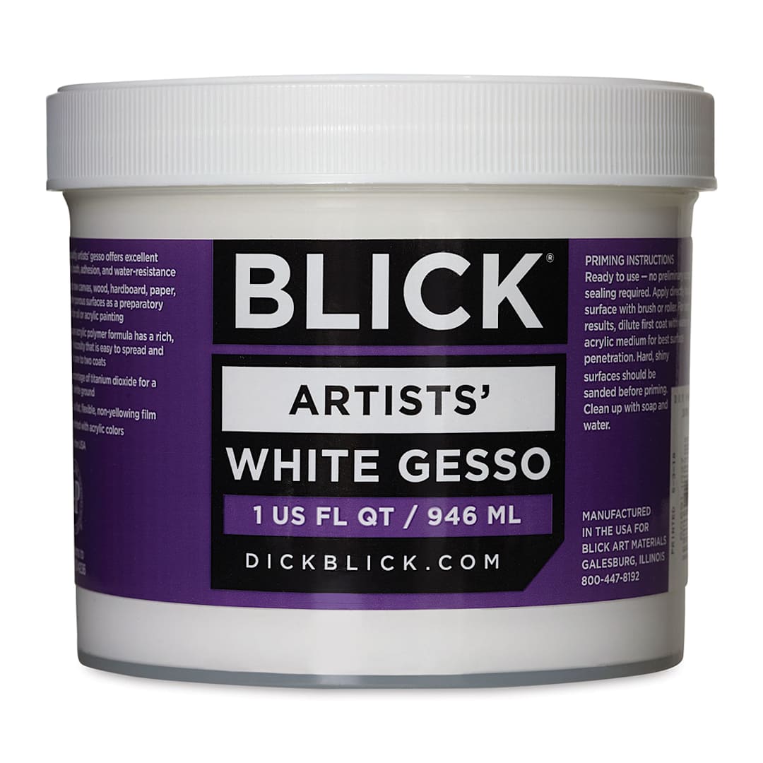 Open in modal - Blick Artists Acrylic Gesso - White, Quart Jar
