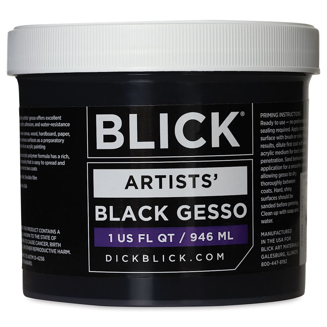 Open in modal - Blick Artists Acrylic Gesso - Black, Quart jar
