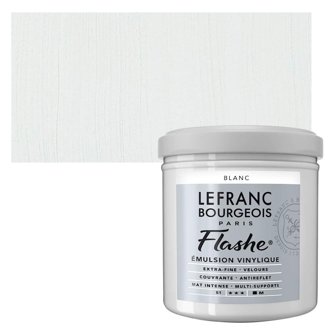Open in modal - Lefranc & Bourgeois Flashe Vinyl Paint - White,  125 ml jar and swatch