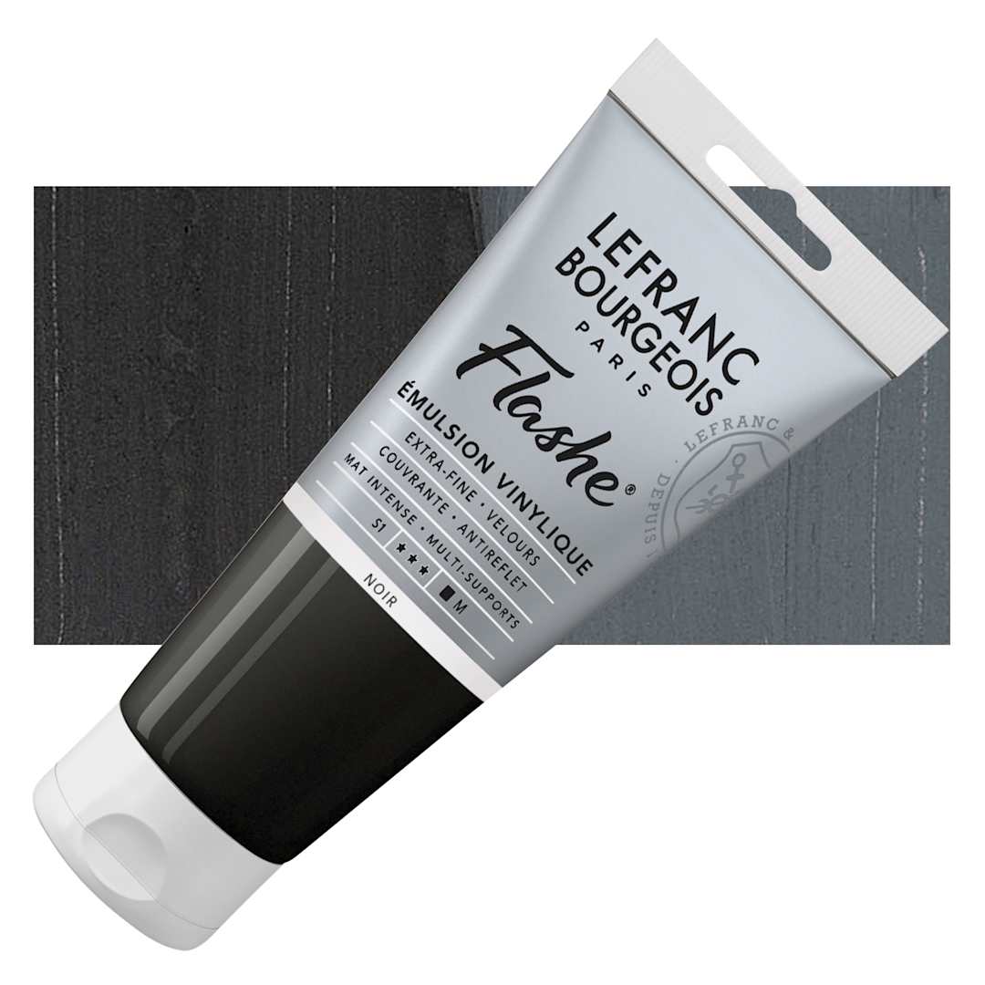 Open in modal - Lefranc & Bourgeois Flashe Vinyl Paint - Black, 80 ml tube and swatch