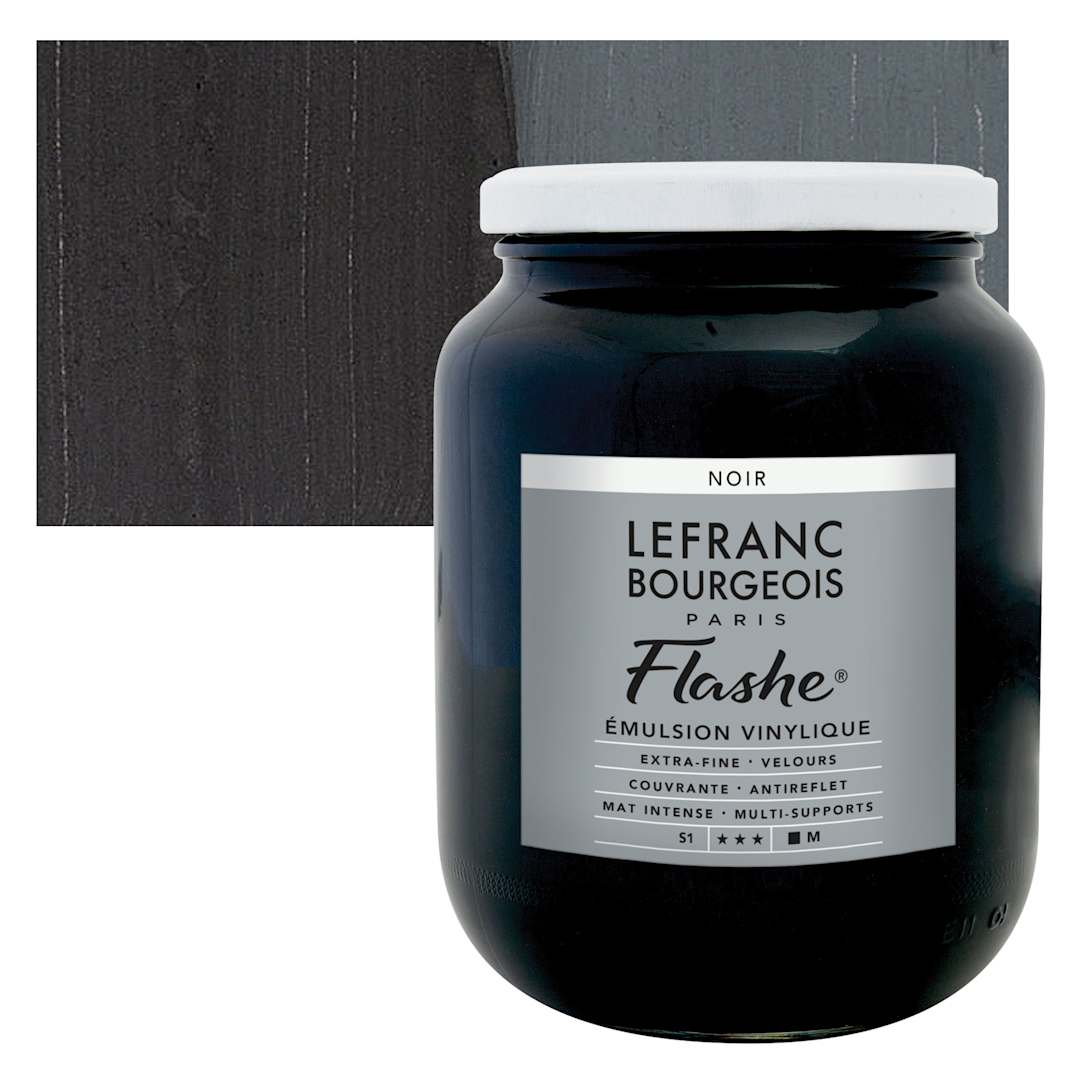 Open in modal - Lefranc & Bourgeois Flashe Vinyl Paint - Black, 750 ml jar and swatch