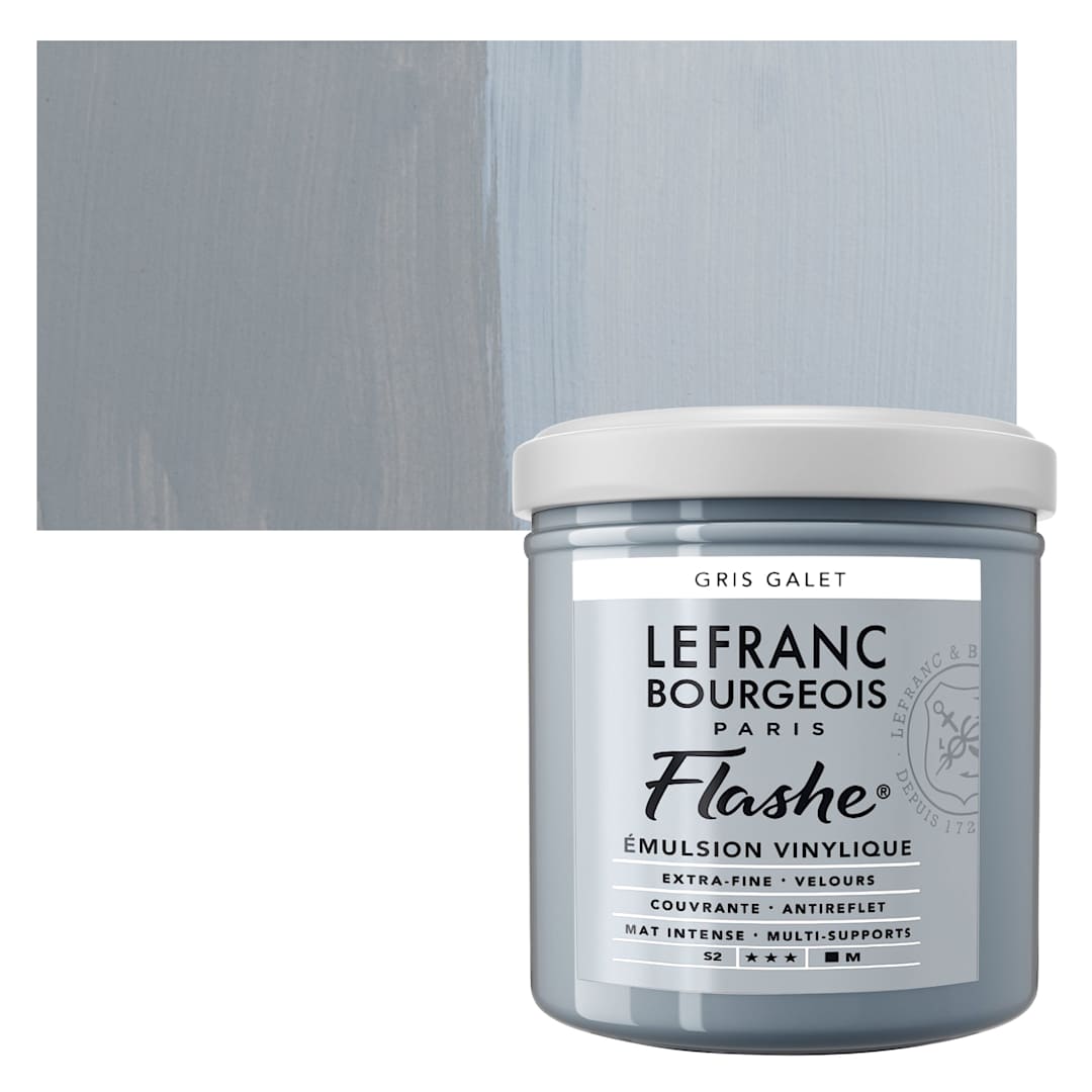 Open in modal - Lefranc & Bourgeois Flashe Vinyl Paint - Stone Gray, 125 ml jar and swatch