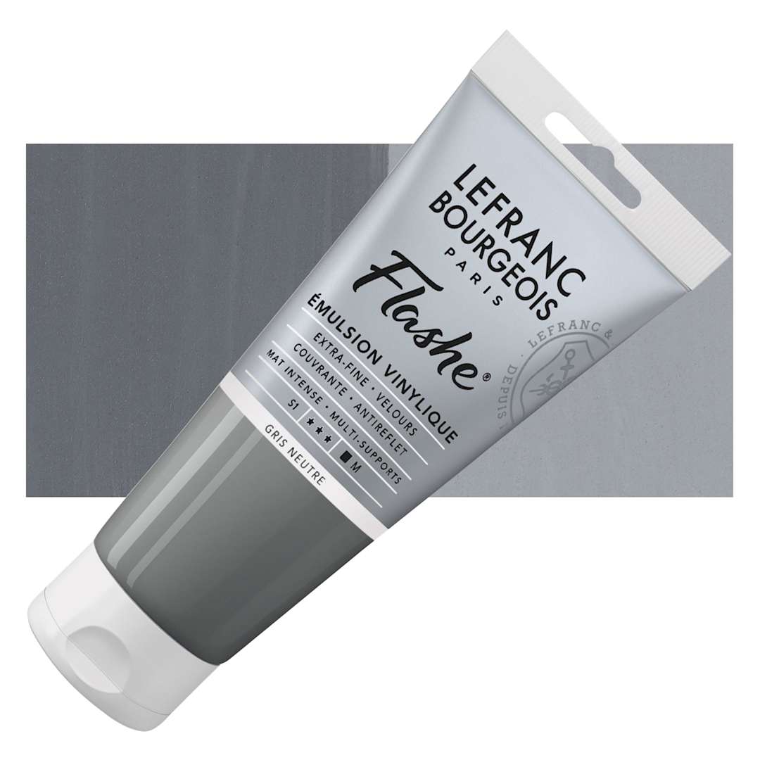 Open in modal - Lefranc & Bourgeois Flashe Vinyl Paint - Neutral Gray, 80 ml tube and swatch