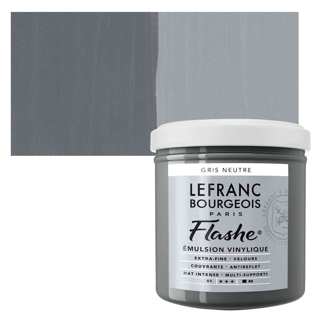 Open in modal - Lefranc & Bourgeois Flashe Vinyl Paint - Neutral Gray, 125 ml jar and swatch