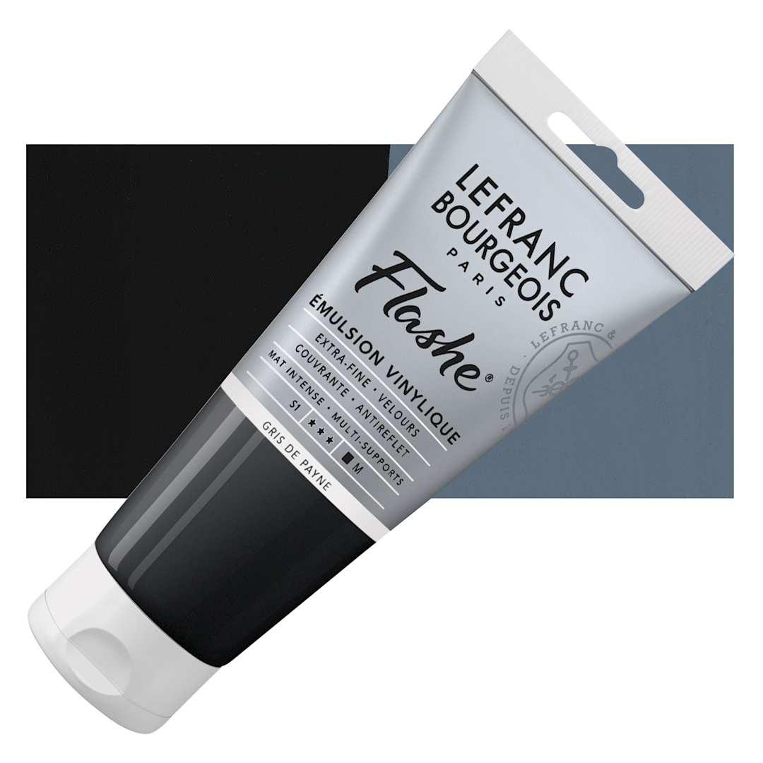 Open in modal - Lefranc & Bourgeois Flashe Vinyl Paint - Payne's Gray, 80 ml tube and swatch