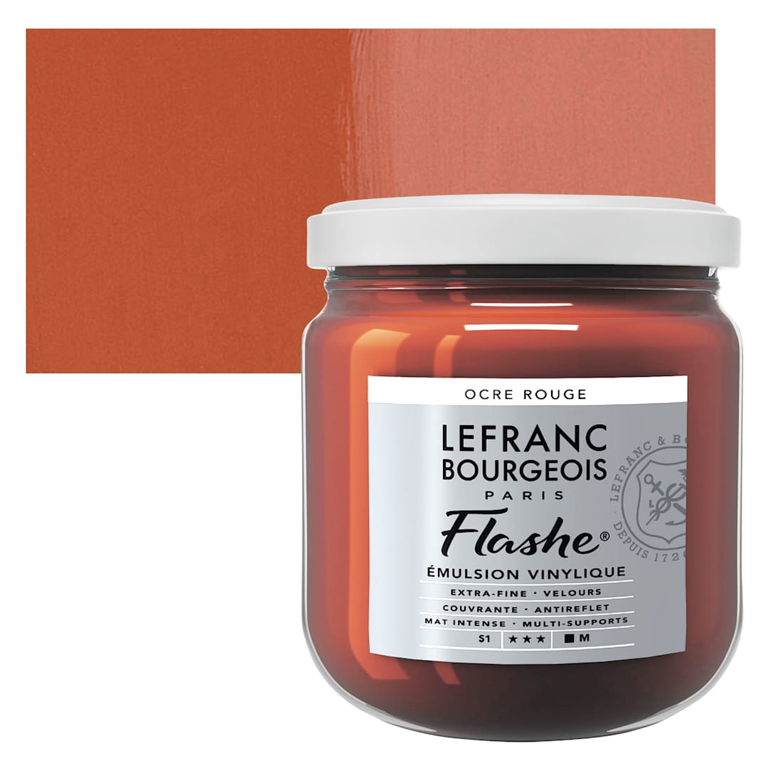 Open in modal - Lefranc & Bourgeois Flashe Vinyl Paint - Red Ochre, 400 ml jar and swatch