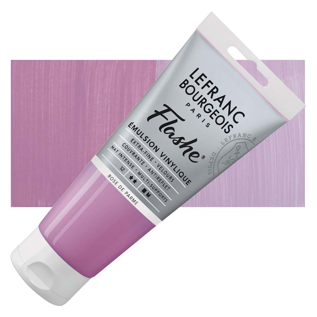 Open in modal - Lefranc & Bourgeois Flashe Vinyl Paint - Parma Pink, 80 ml tube and swatch