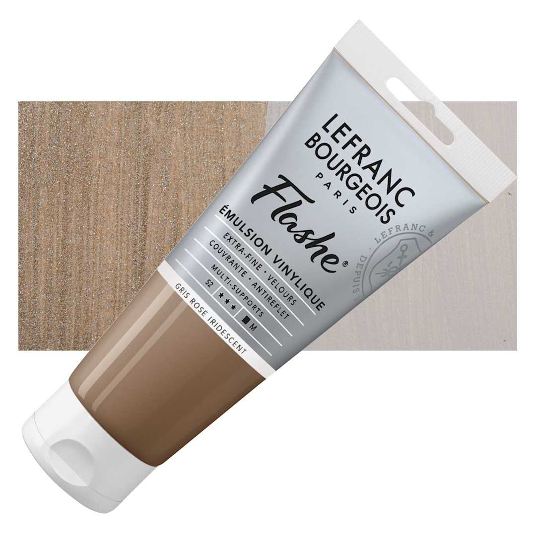 Open in modal - Lefranc & Bourgeois Flashe Vinyl Paint - Iridescent Pink Gray, 80 ml tube and swatch