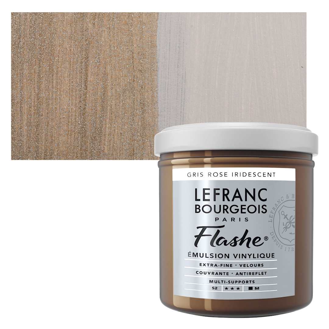 Open in modal - Lefranc & Bourgeois Flashe Vinyl Paint - Iridescent Pink Gray, 125 ml jar and swatch