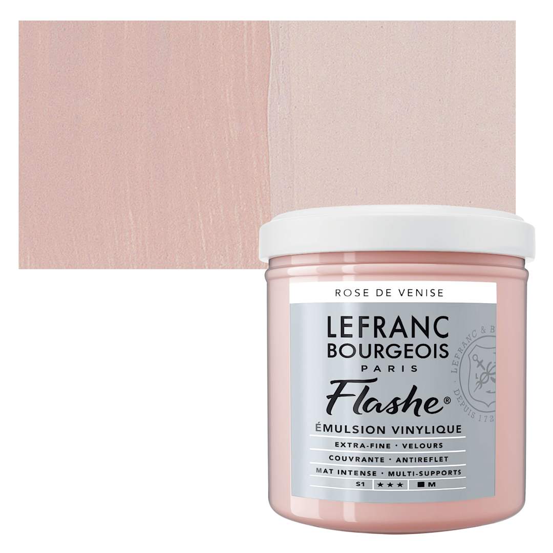 Open in modal - Lefranc & Bourgeois Flashe Vinyl Paint - Venetian Pink, 125 ml jar and swatch