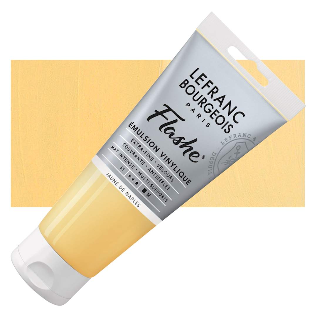 Open in modal - Lefranc & Bourgeois Flashe Vinyl Paint - Naples Yellow Hue, 80 ml tube and swatch
