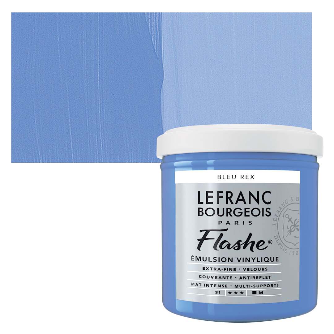 Open in modal - Lefranc & Bourgeois Flashe Vinyl Paint - Royal Blue, 125 ml jar and swatch